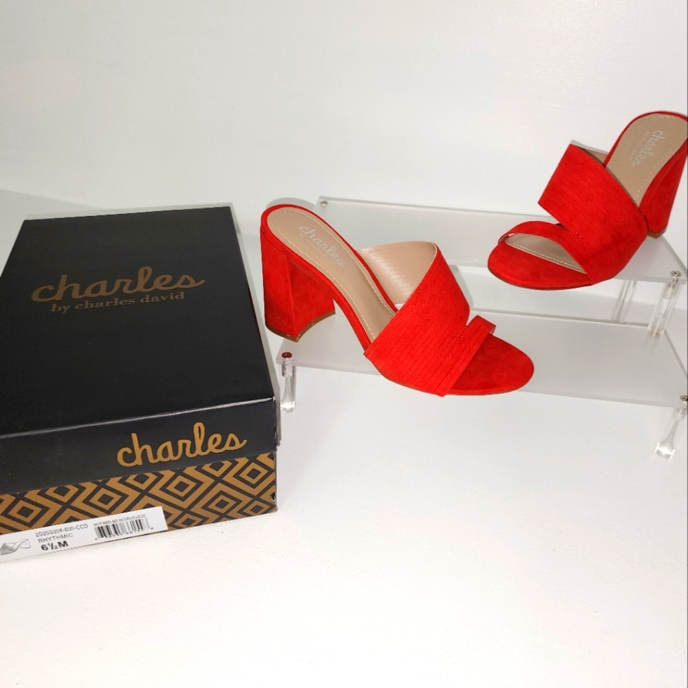 Charles by Charles David Hot Red Peep Toe Sandal Heels